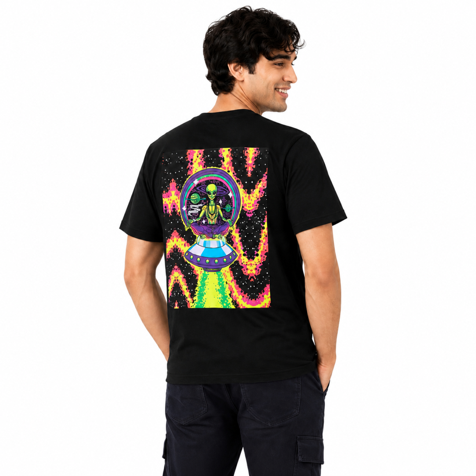 Men's Cosmic Alien Graphic Oversized T-Shirt