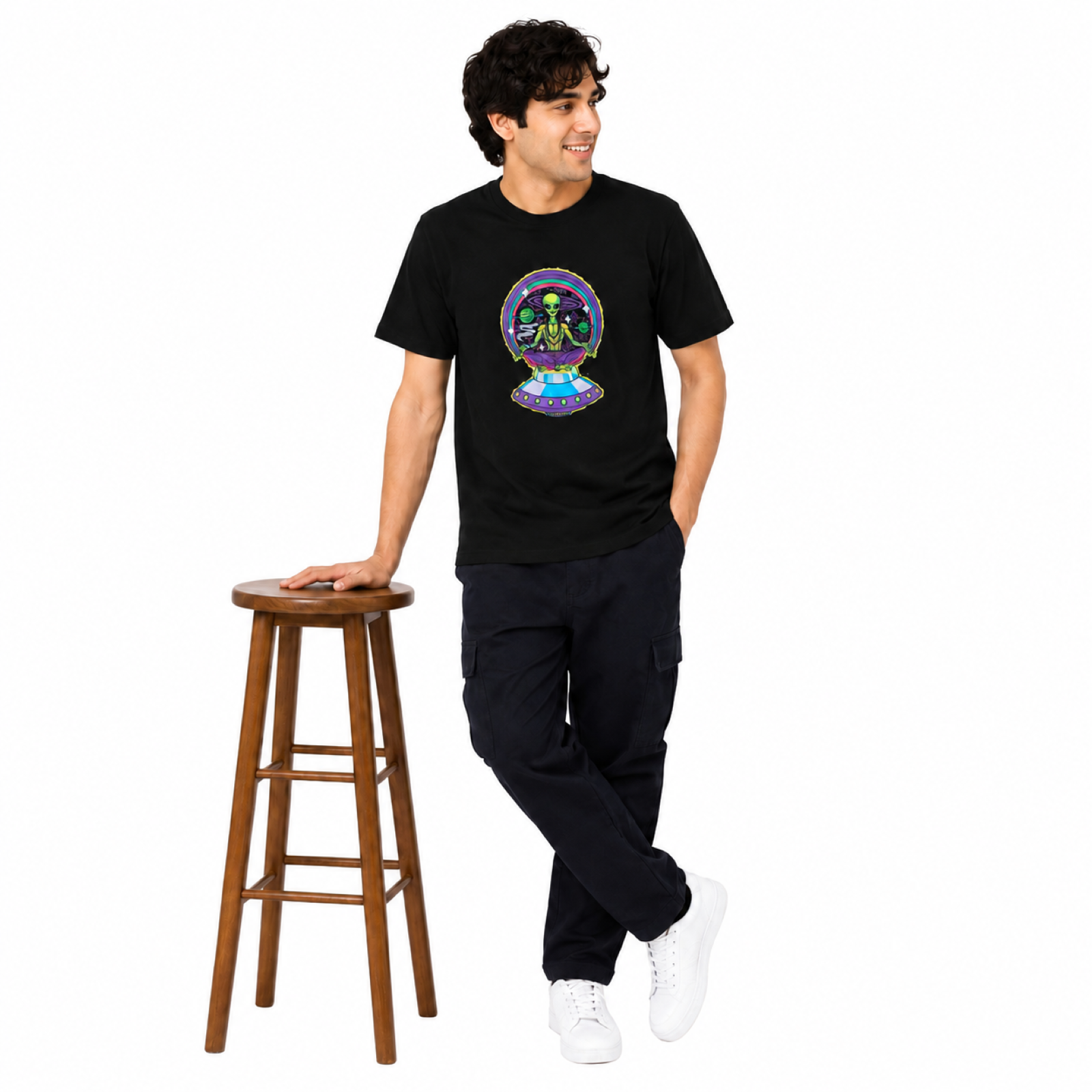 Men's Cosmic Alien Graphic Oversized T-Shirt