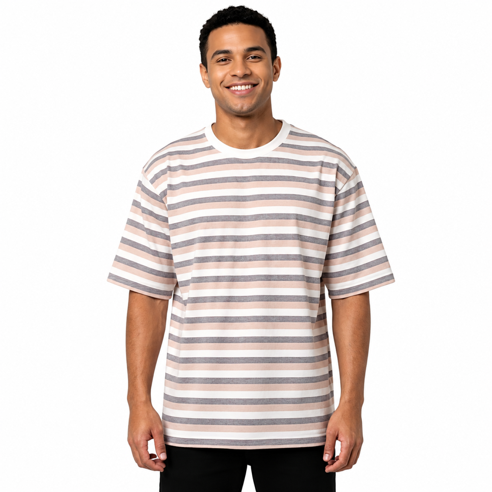 Men's Relaxed Fit Multi-Stripe Oversized T-Shirt
