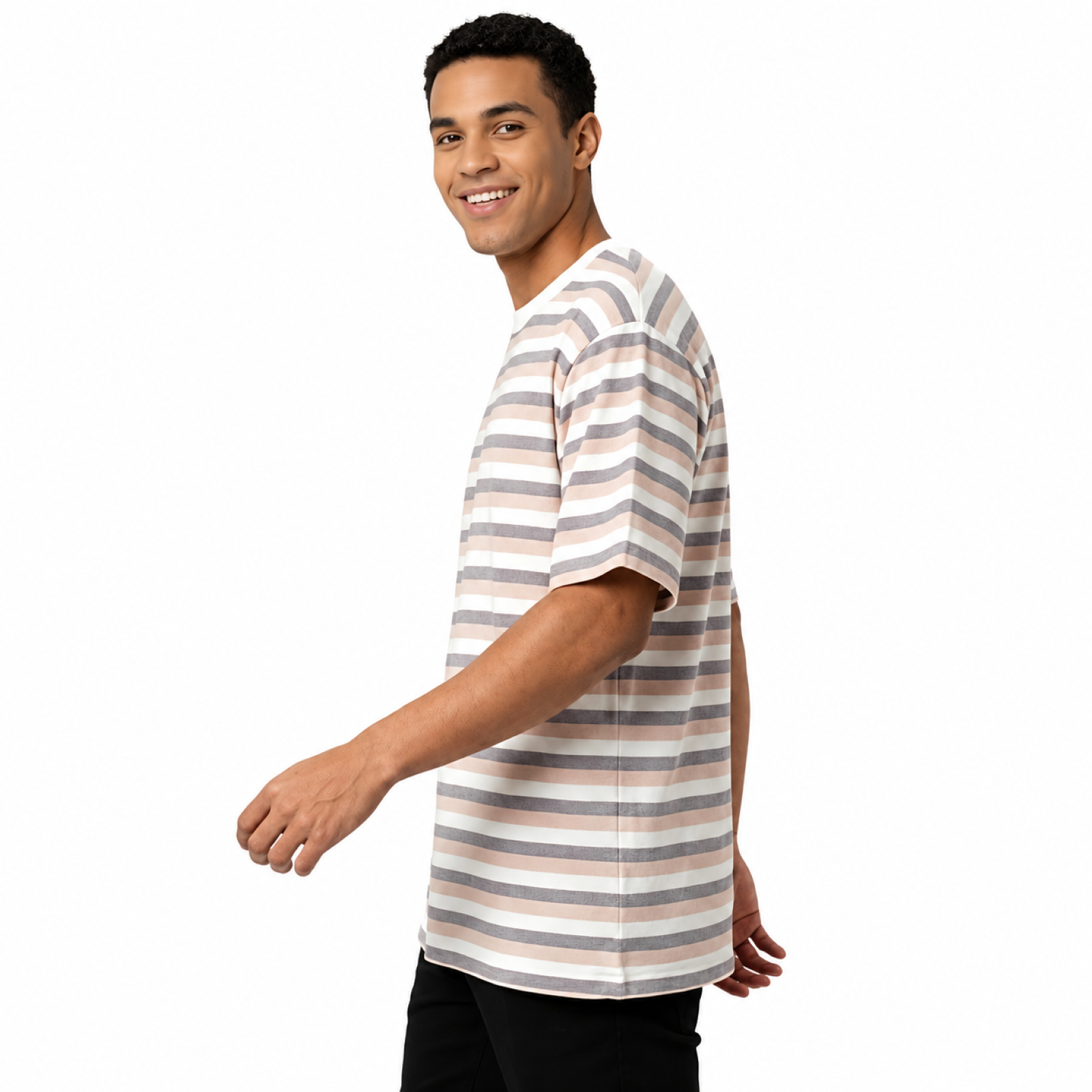 Men's Relaxed Fit Multi-Stripe Oversized T-Shirt