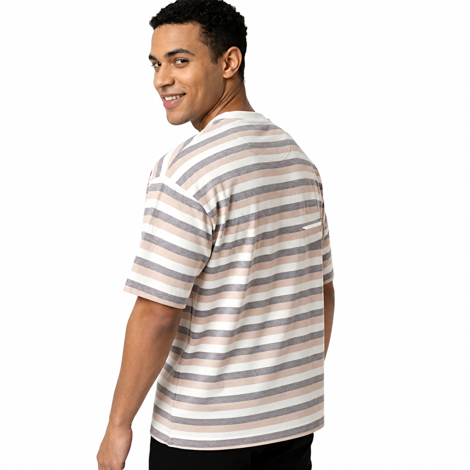 Men's Relaxed Fit Multi-Stripe Oversized T-Shirt