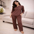 Women's Solid Brown Cotton Co-Ord Set