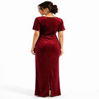 Elegant red shimmer evening gown