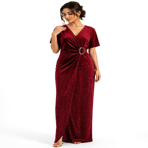 Elegant red shimmer evening gown