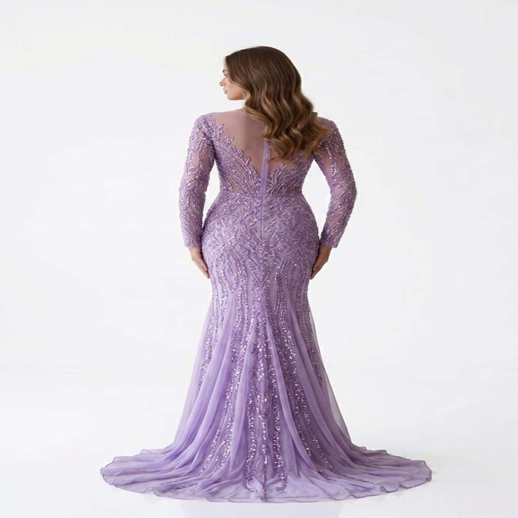 Lavender Luxe Embroidered Mermaid Evening Gown