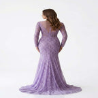Lavender Luxe Embroidered Mermaid Evening Gown