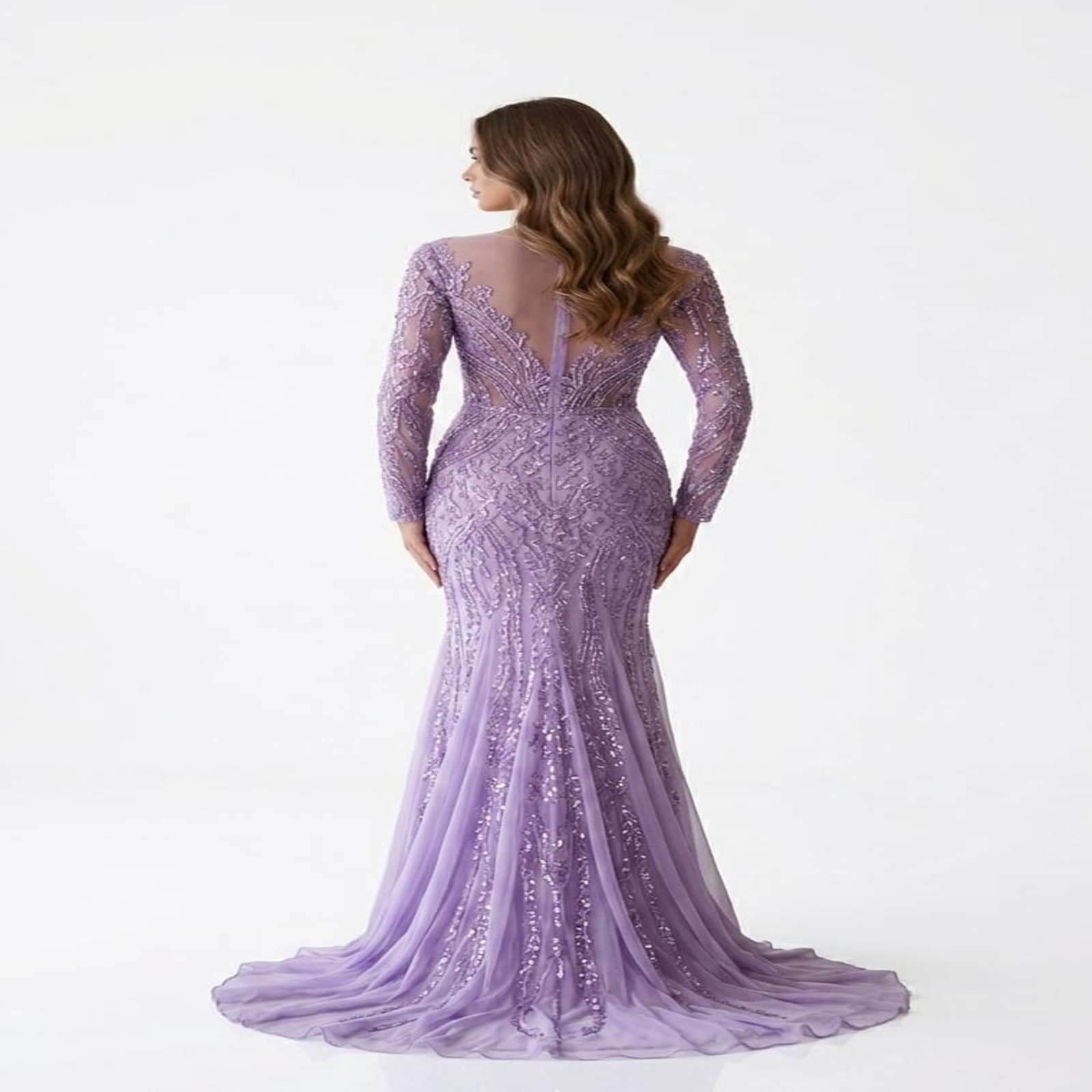 Lavender Luxe Embroidered Mermaid Evening Gown