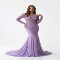 Lavender Luxe Embroidered Mermaid Evening Gown