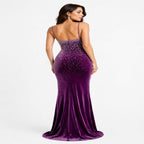Royal Plum Velvet Mermaid Evening Gown