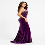 Royal Plum Velvet Mermaid Evening Gown
