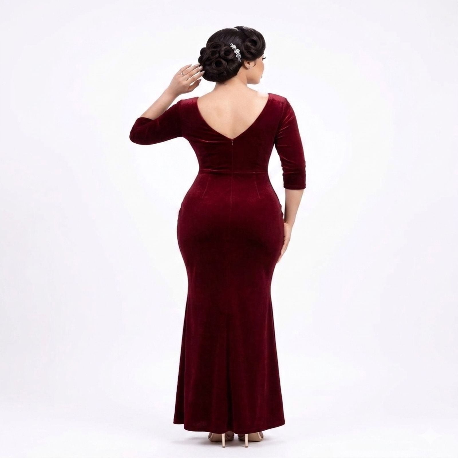 Velvet Noir Shimmer Bodycon Evening Gown
