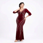 Velvet Noir Shimmer Bodycon Evening Gown