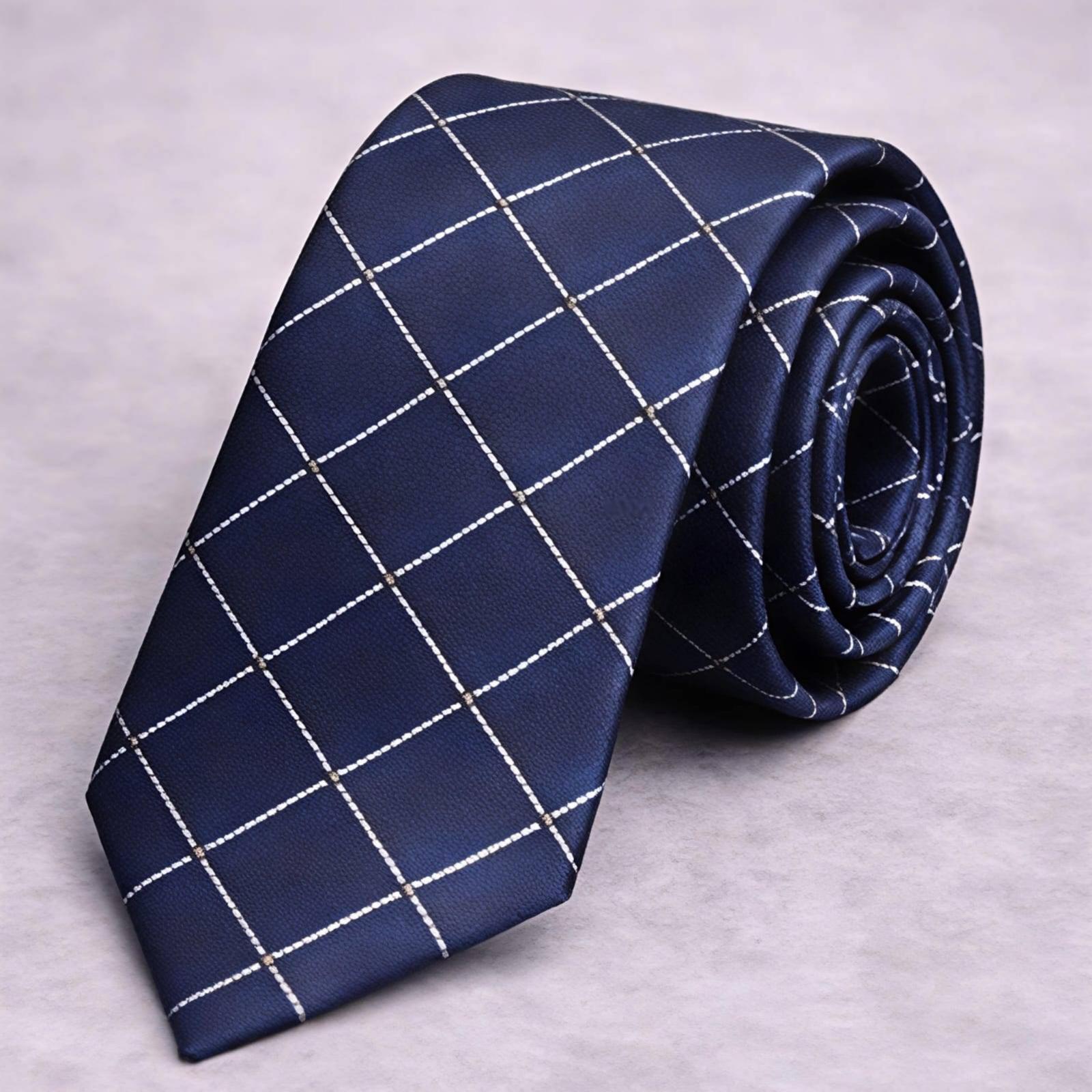 Navy Blue Diamond Grid Tie