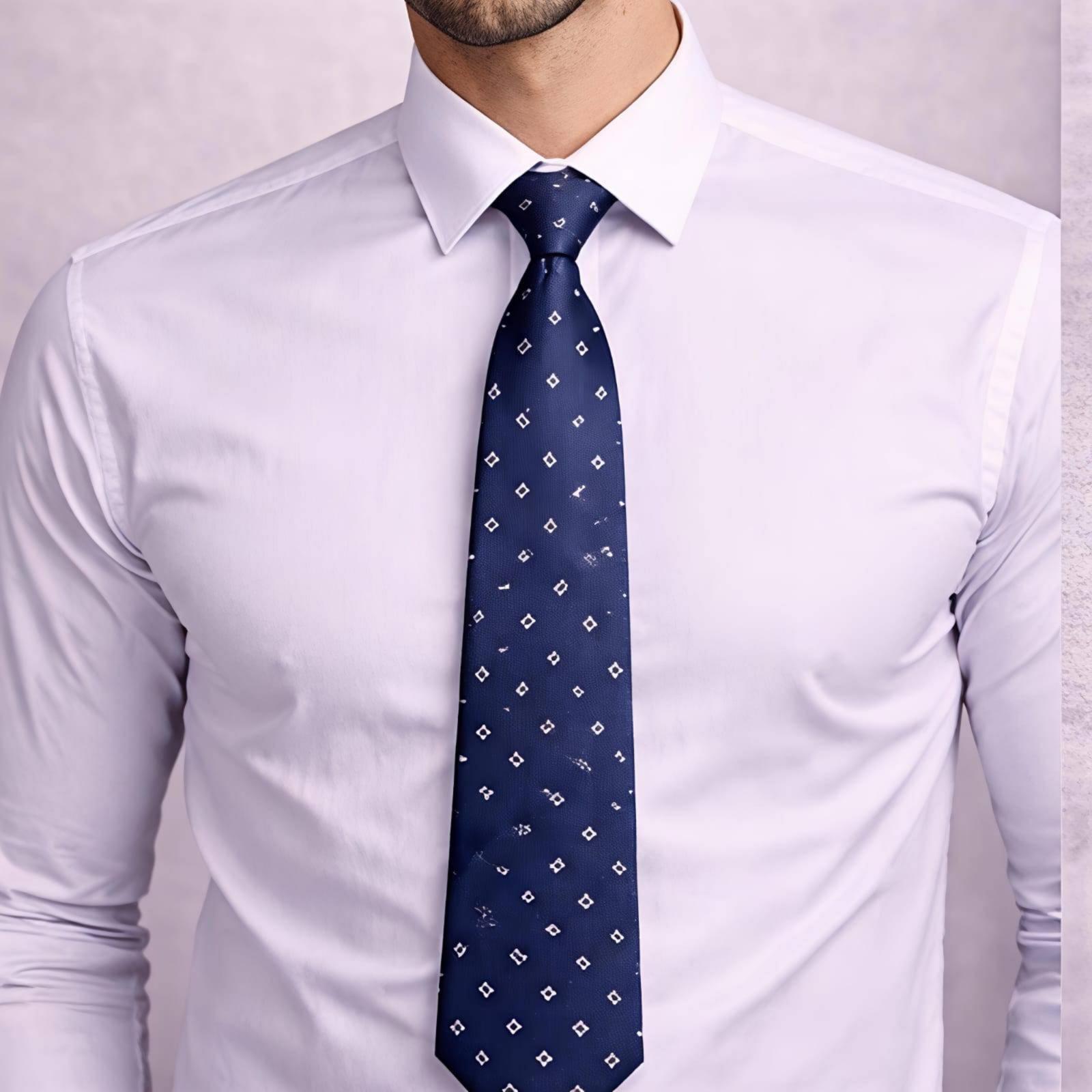 Navy Blue Grid Tie