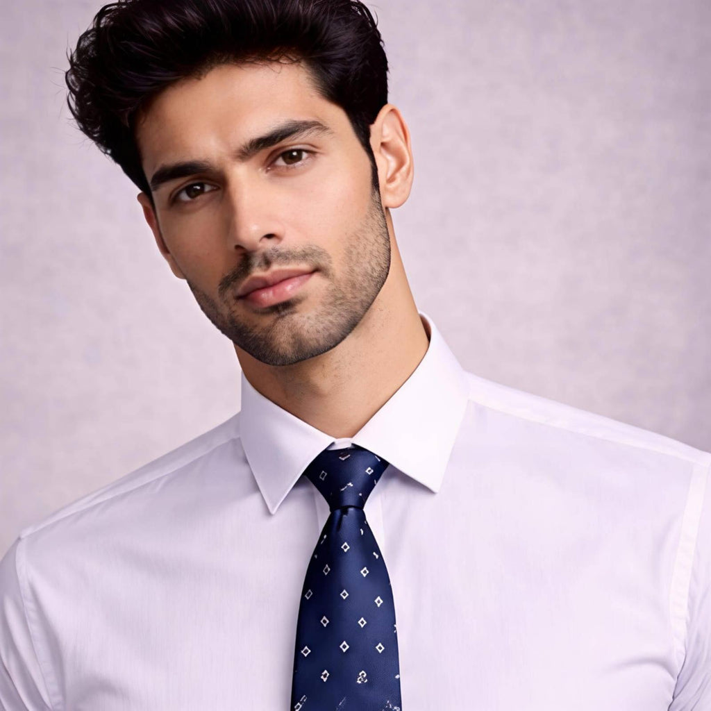 Navy Blue Grid Tie