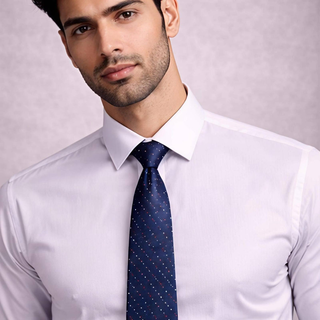 Navy Blue Fine Dot Tie