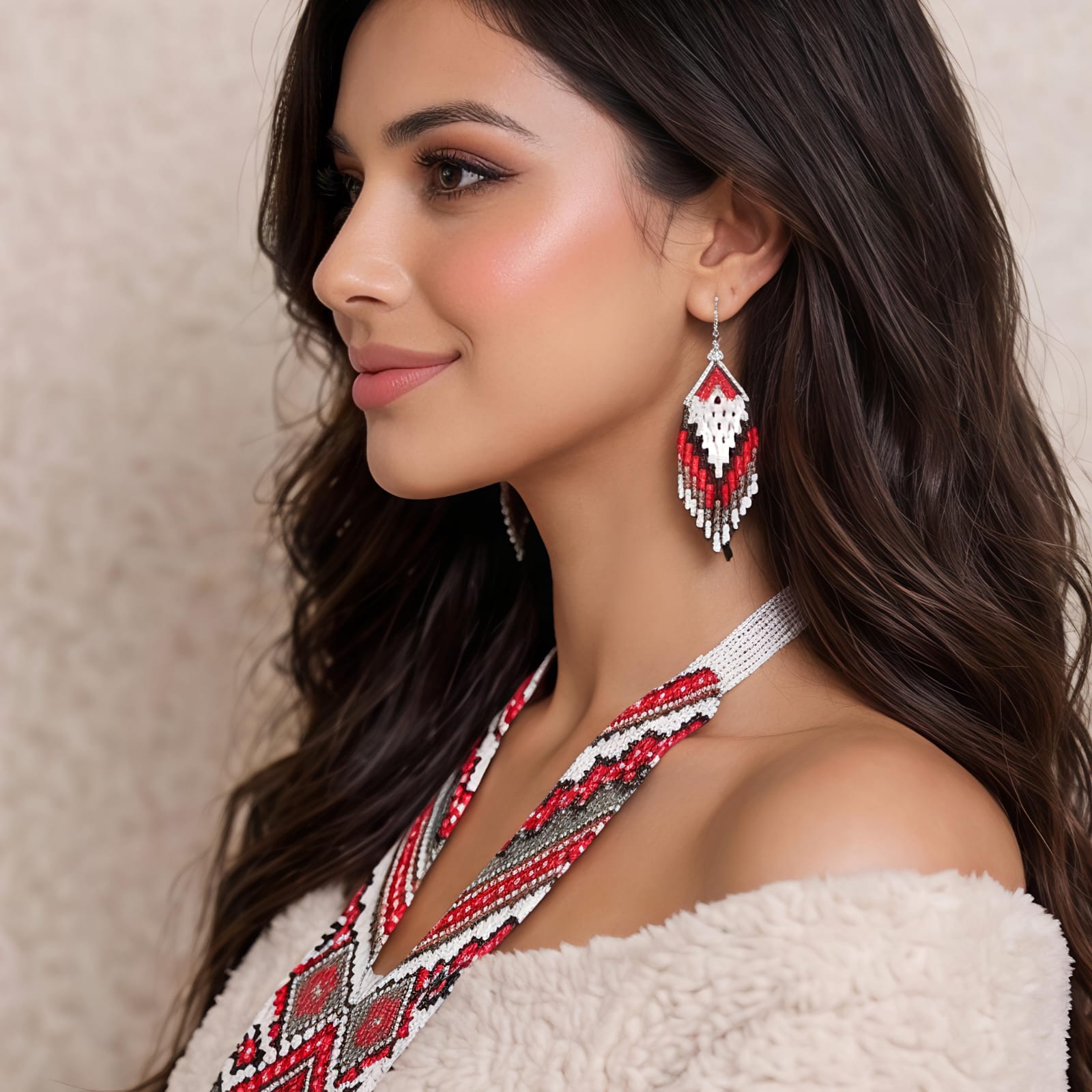 Ruby Heritage Handcrafted Beaded Necklace Set
