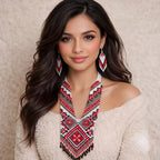 Ruby Heritage Handcrafted Beaded Necklace Set