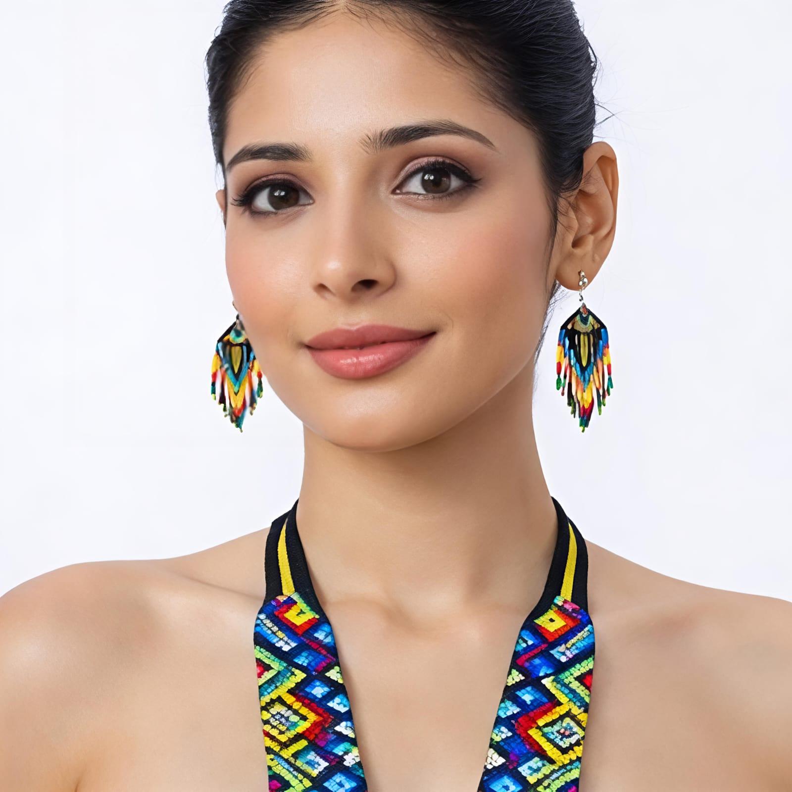 Rainbow Bloom Handcrafted Beaded Necklace Set
