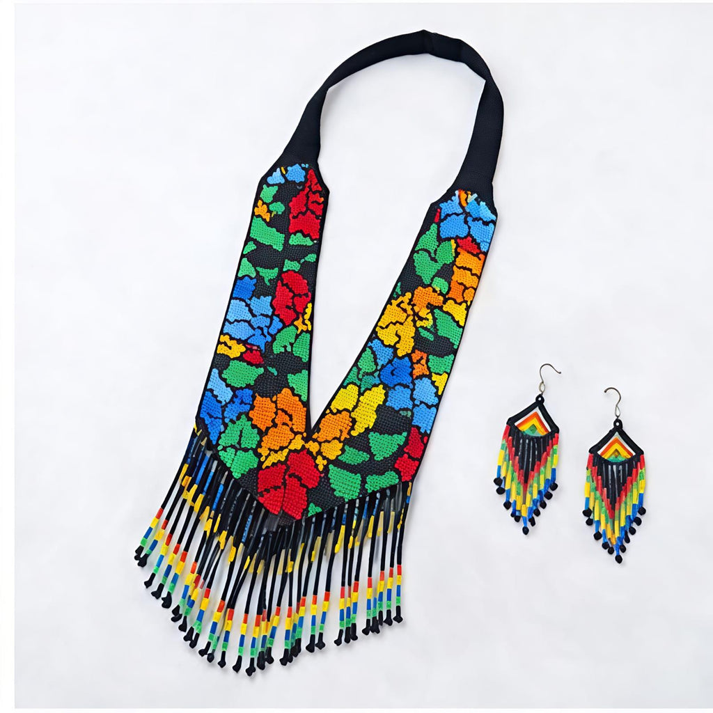 Rainbow Bloom Handcrafted Beaded Necklace Set