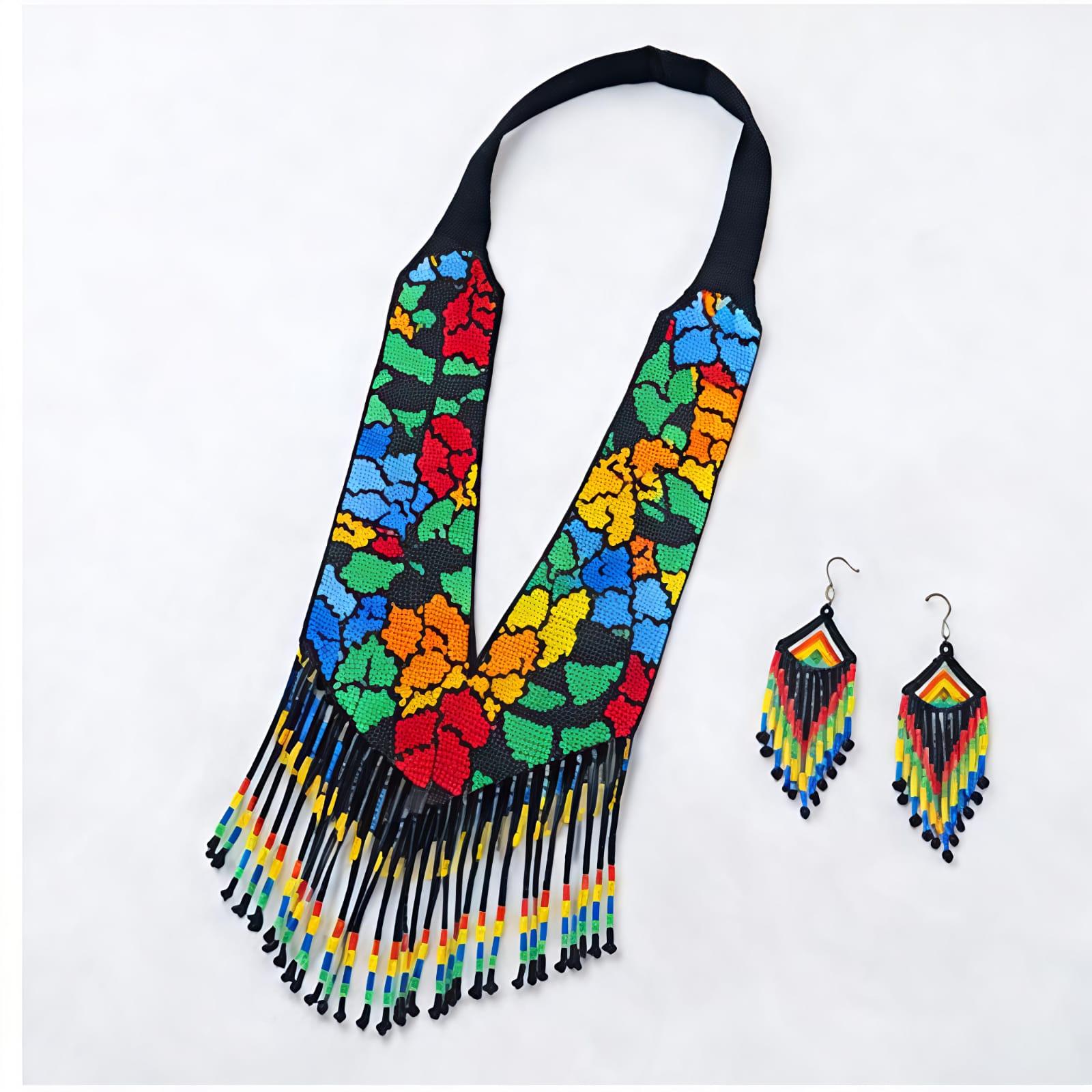 Rainbow Bloom Handcrafted Beaded Necklace Set