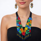 Rainbow Bloom Handcrafted Beaded Necklace Set