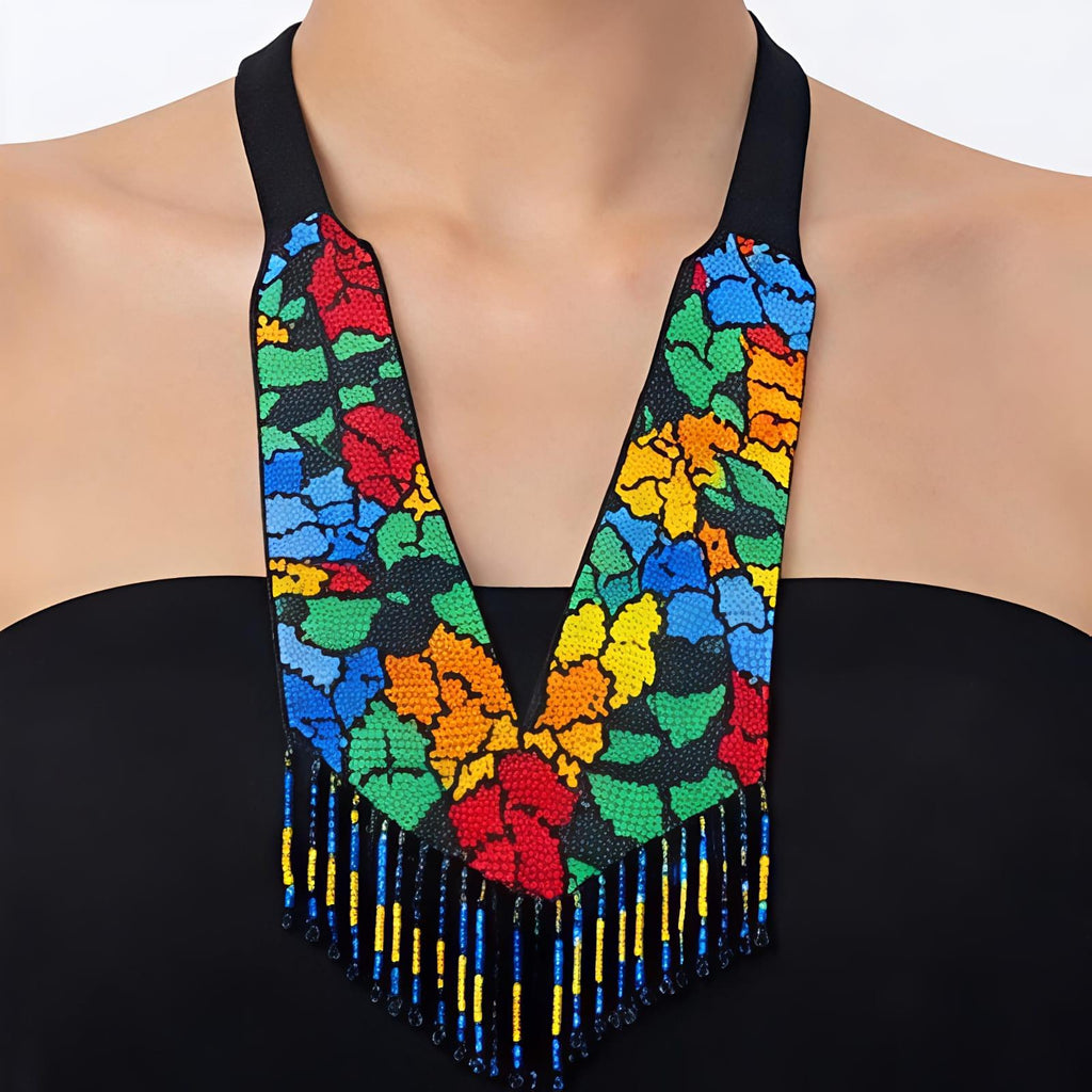 Rainbow Bloom Handcrafted Beaded Necklace Set