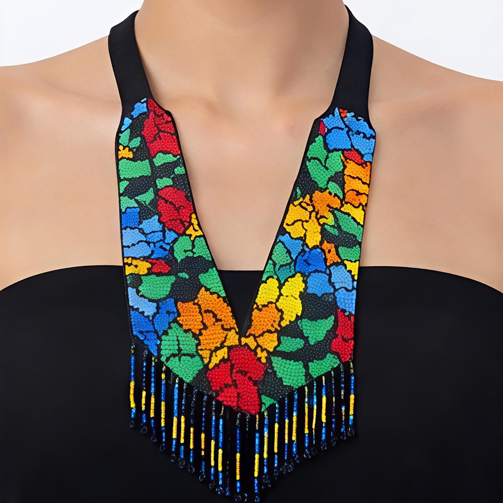 Rainbow Bloom Handcrafted Beaded Necklace Set