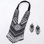 Midnight Tribal Handcrafted Beaded Necklace Set