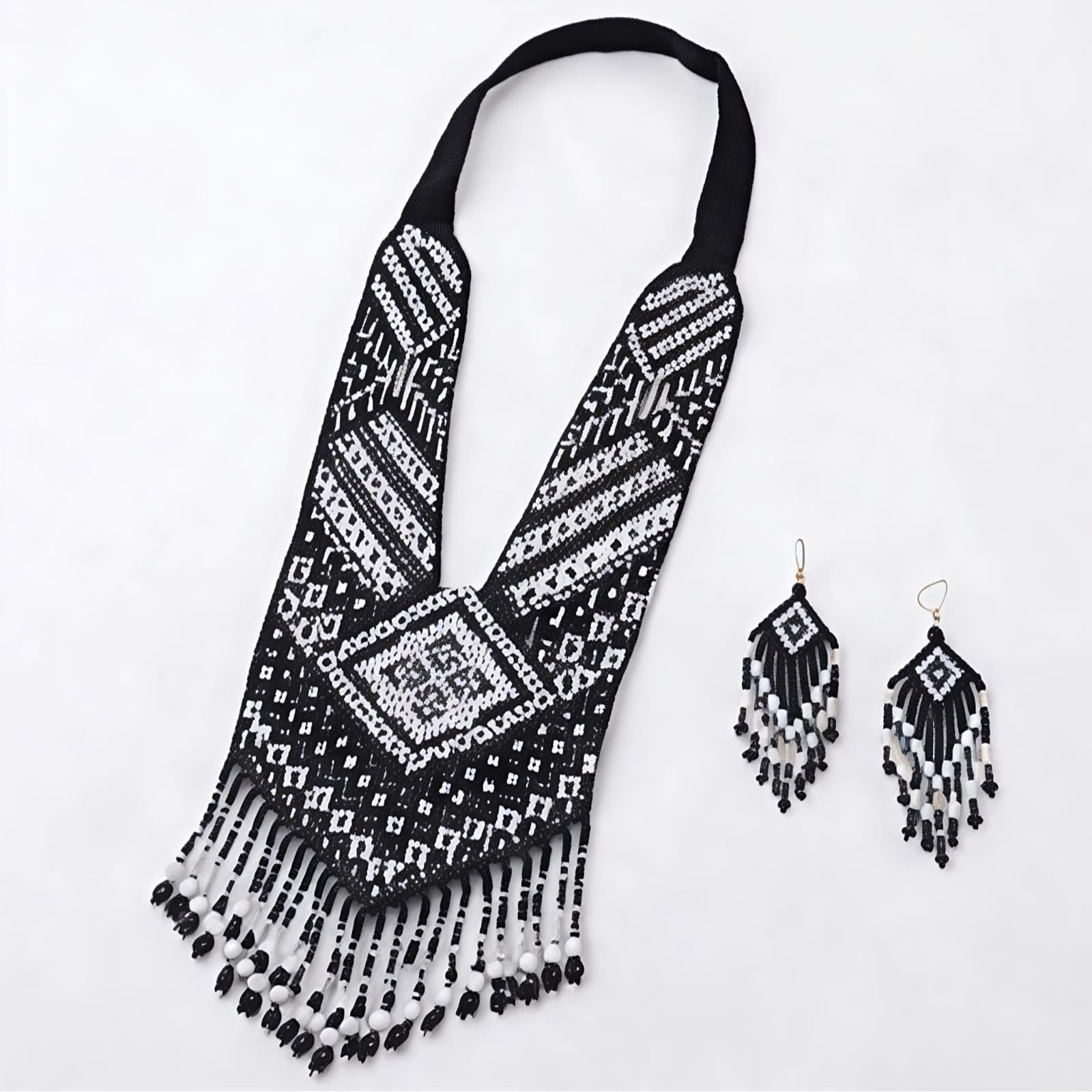 Midnight Tribal Handcrafted Beaded Necklace Set