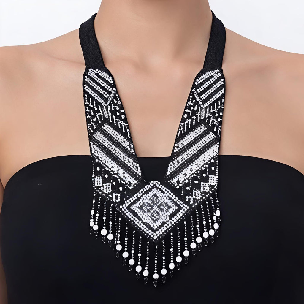 Midnight Tribal Handcrafted Beaded Necklace Set