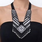 Midnight Tribal Handcrafted Beaded Necklace Set