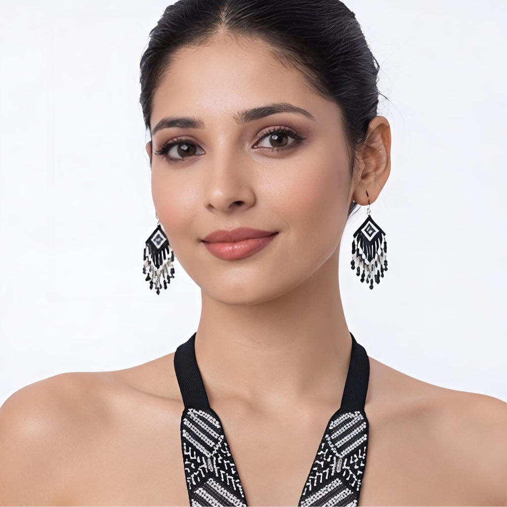Midnight Tribal Handcrafted Beaded Necklace Set