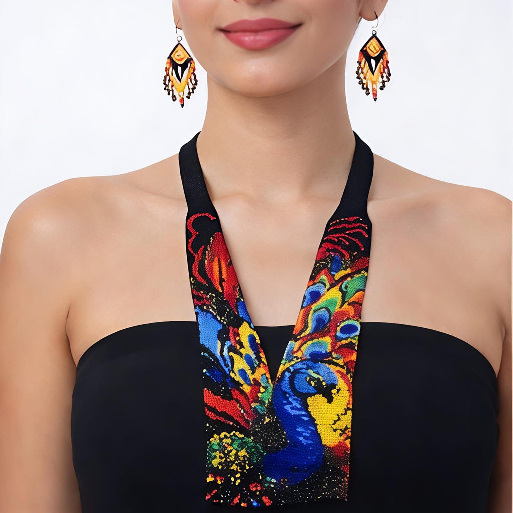 Peacock Handcrafted Beaded Necklace Set