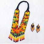 Autumn Bloom Handcrafted Floral Beaded Necklace Set