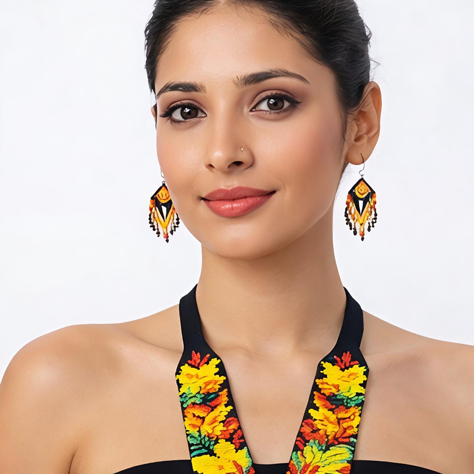 Autumn Bloom Handcrafted Floral Beaded Necklace Set