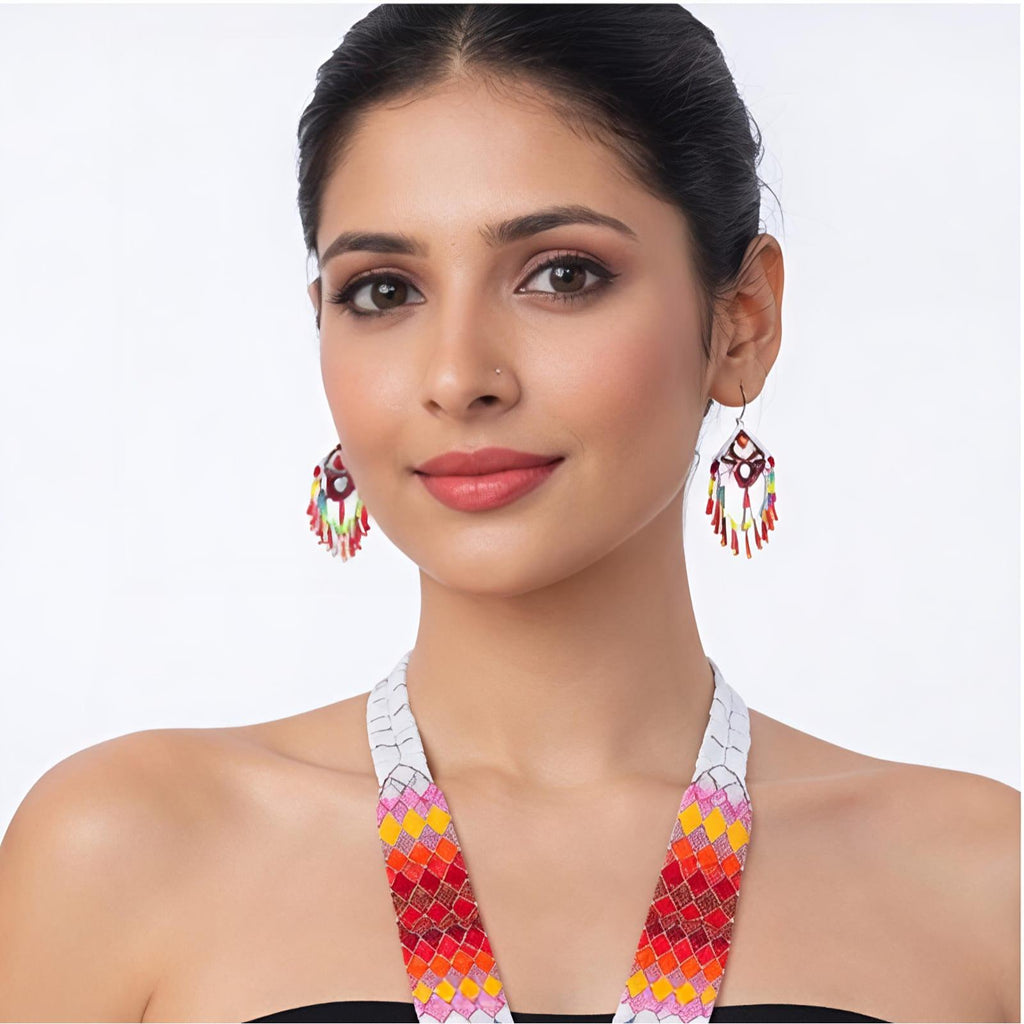Rainbow Weave Handcrafted Beaded Necklace Set