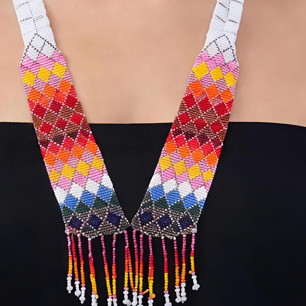 Rainbow Weave Handcrafted Beaded Necklace Set