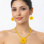Sunshine Bloom Floral Beaded Necklace Set