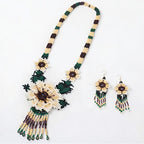 Ivory Bloom Handcrafted Floral Beaded Necklace Set