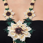 Ivory Bloom Handcrafted Floral Beaded Necklace Set