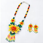 Sunshine Bloom Handcrafted Floral Beaded Necklace Set