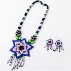 Azure Bloom Handcrafted Beaded Necklace Set