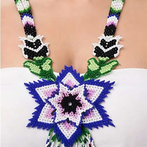 Azure Bloom Handcrafted Beaded Necklace Set