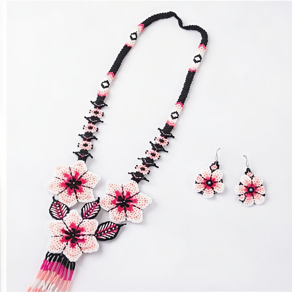 Bloom Elegance Floral Beaded Necklace Set
