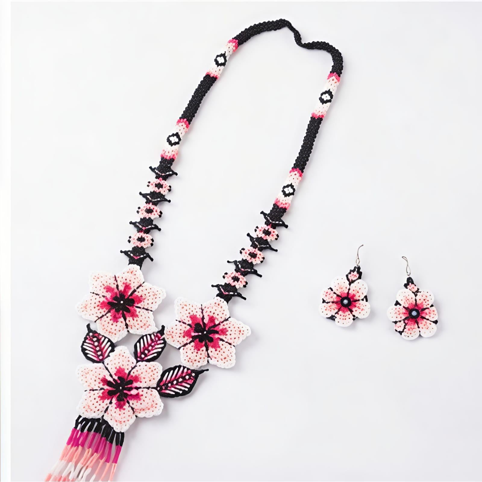 Bloom Elegance Floral Beaded Necklace Set