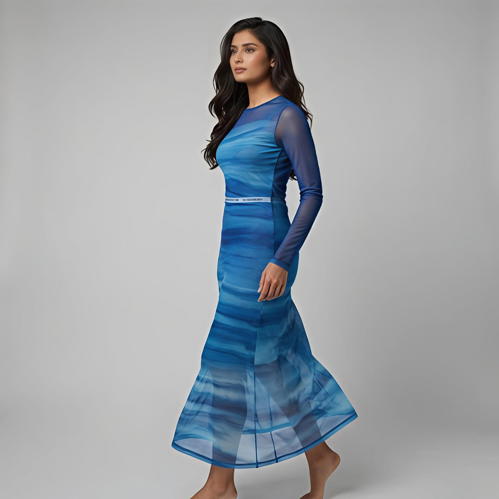Ocean Mist Ombre Sheer Maxi Dress