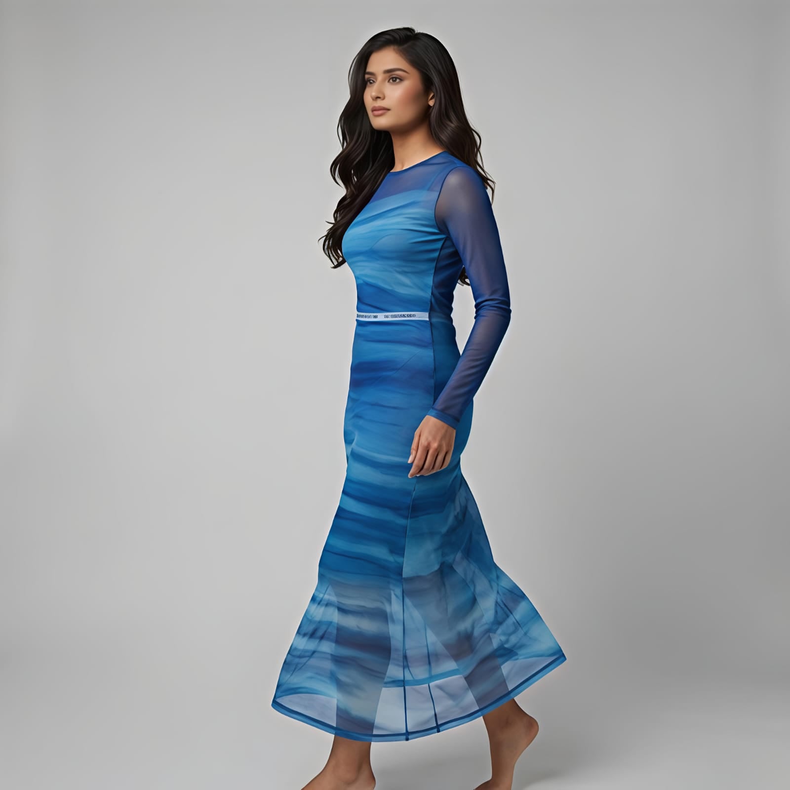 Ocean Mist Ombre Sheer Maxi Dress