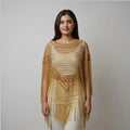 Royal Gold Sequin Fringe Poncho