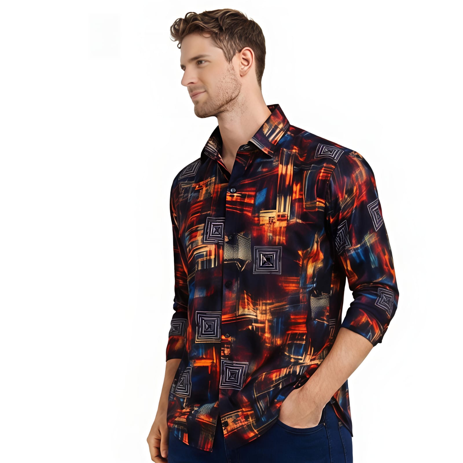 Architectural Print Casual Shirt-3